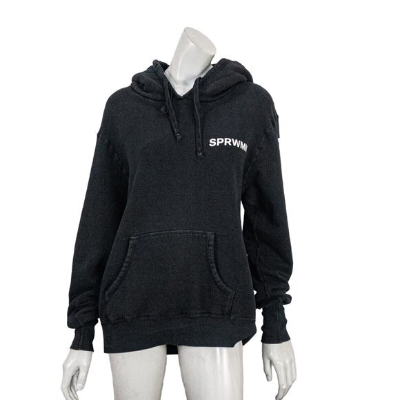 SPRWMN FUTURE FEMME Women's Terry Hoodie Sweatshirt in Black - Picture 3 of 10